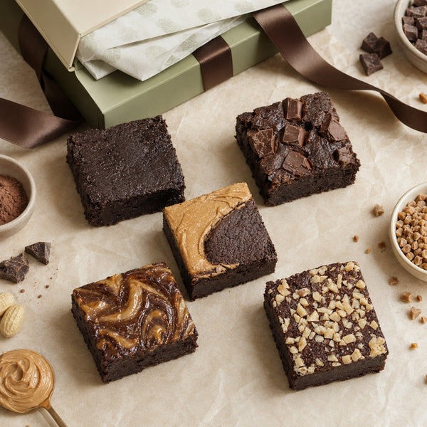 Assorted Ruth’s extra-fudgy brownies with chocolate chunks, peanut butter, caramel and toffee