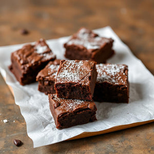 Fudgy brownies in an open gift box, baked to order and shipped nationwide