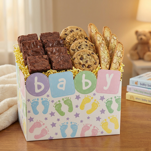 New baby dessert gift box with fresh-baked treats