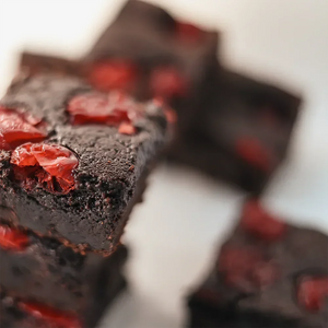 Extra-fudgy chocolate cherry brownies with maraschino cherries