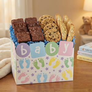 New baby dessert gift box with fresh-baked treats