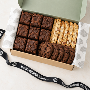 Ruth’s Build Your Own Box assortment of chocolate chunk brownies, chocolate cookies and almond biscotti
