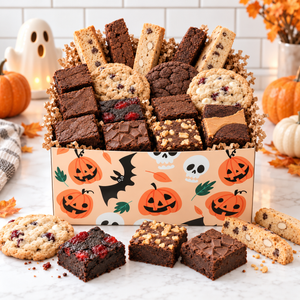 Ruth's Brownie Kitchen Halloween gift box with fudgy brownies, cookies, biscotti and festive gift packaging, photo 4